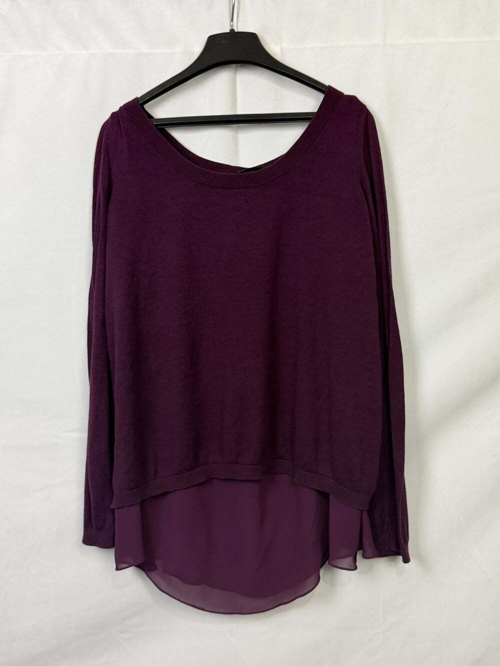 Torrid Purple Plum Layered Chiffon Hem Long Sleeve Sweater Top Size 2X